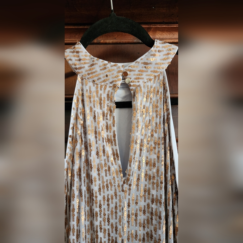 Cupio Heather Grey With Gold Sequins Maxi Dress. NWT. - Picture 8 of 12